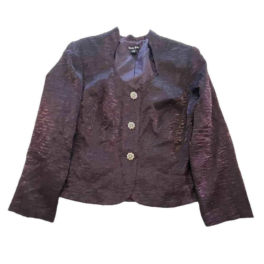 Dana Kay Dark Purple Metallic 3 Button Work Jacket Blazer Office Size 18W